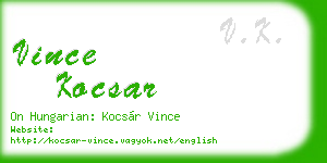 vince kocsar business card