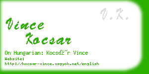 vince kocsar business card